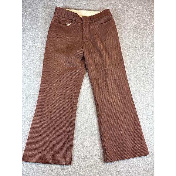 VINTAGE 70s Sears Kings Road Pants Mens 30x25 Brown Perma Prest Bootcut Retro - Picture 1 of 7